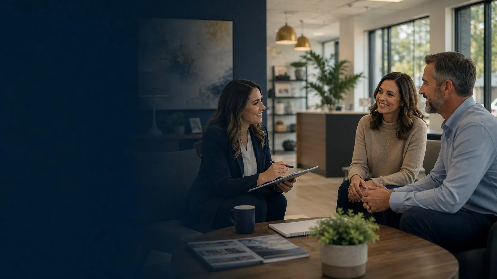 Financial advisor speaking with clients